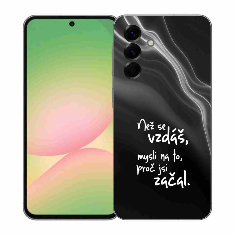 Gélový kryt mmCase na Samsung Galaxy A57 5G - citát 2 čierne pozadie