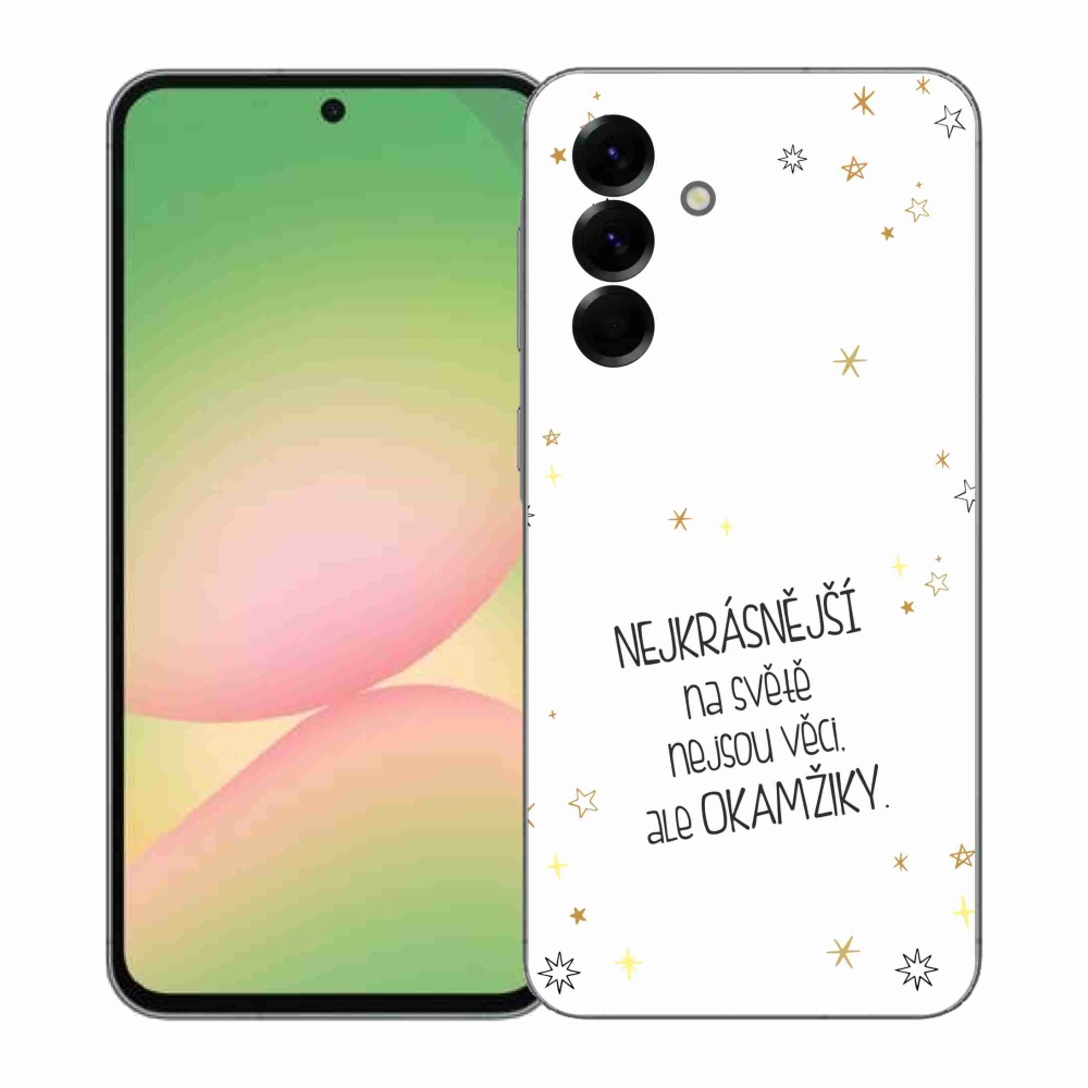 Gélový kryt mmCase na Samsung Galaxy A57 5G - citát 4 biele pozadie