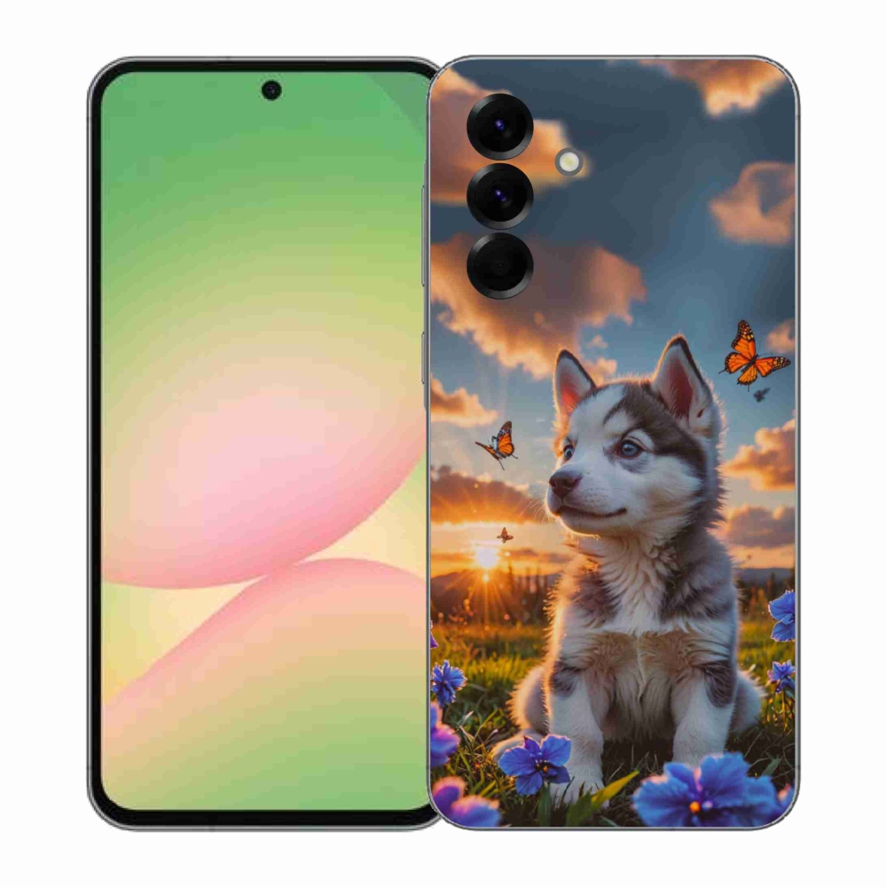 Gélový kryt mmCase na Samsung Galaxy A57 5G - husky pri západe slnka