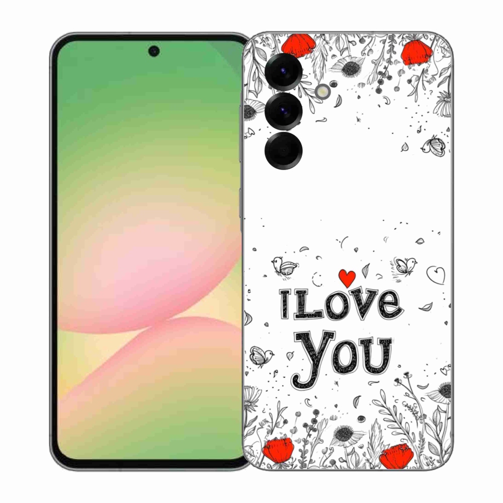 Gélový kryt mmCase na Samsung Galaxy A57 5G - I love you biele pozadie