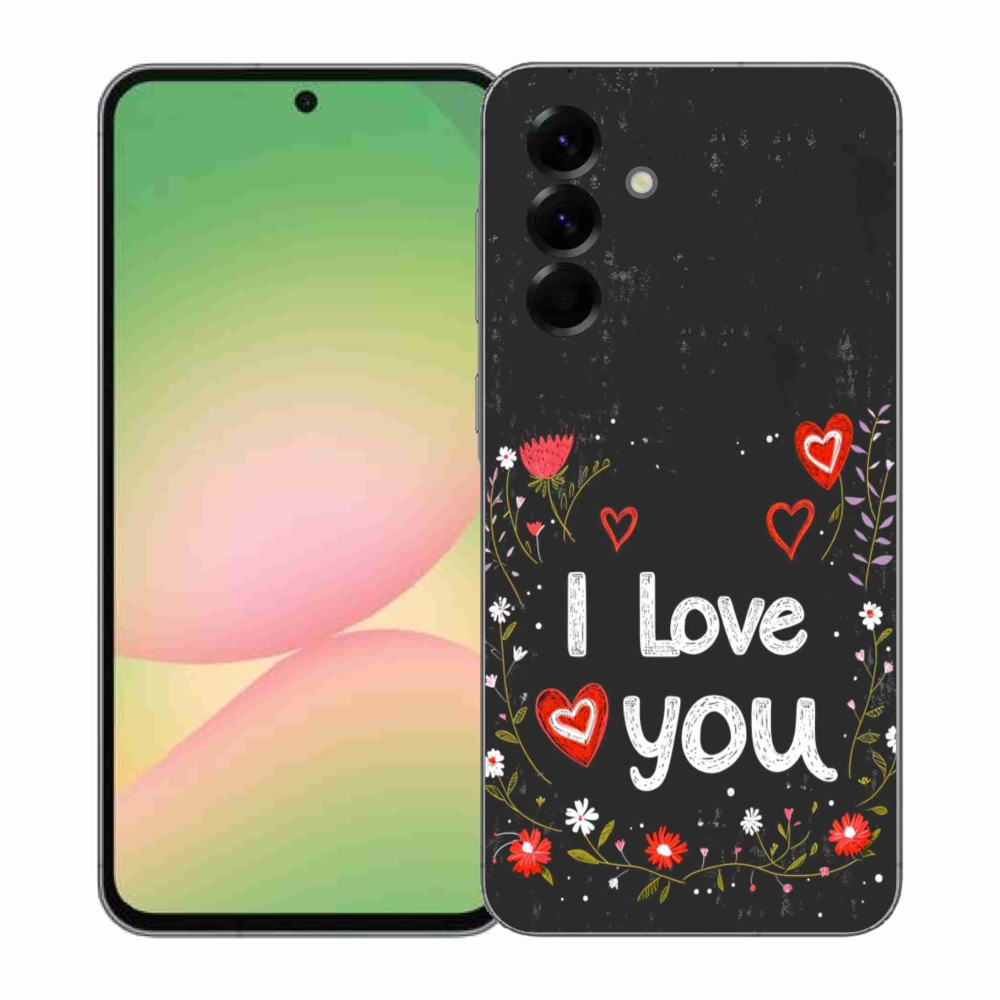 Gélový kryt mmCase na Samsung Galaxy A57 5G - I love you čierne pozadie