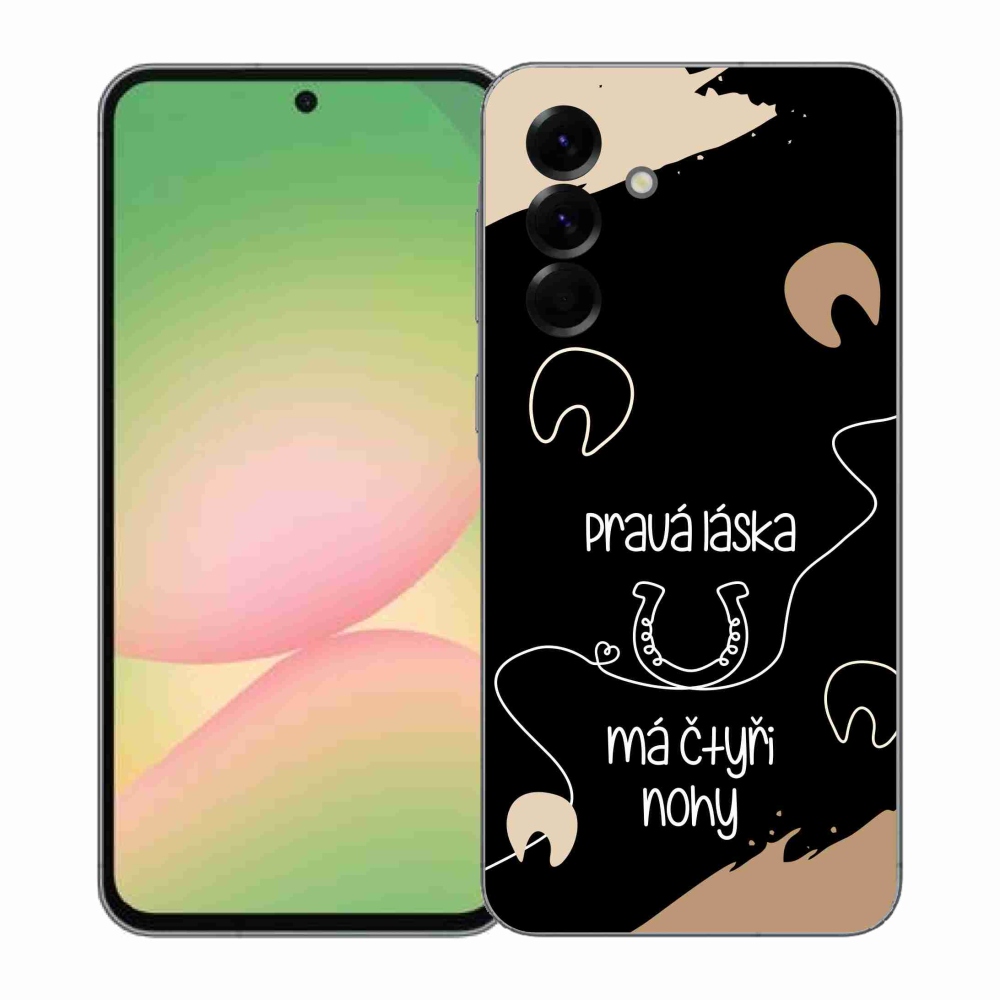 Gélový kryt mmCase na Samsung Galaxy A57 5G - konský motív čierne pozadie