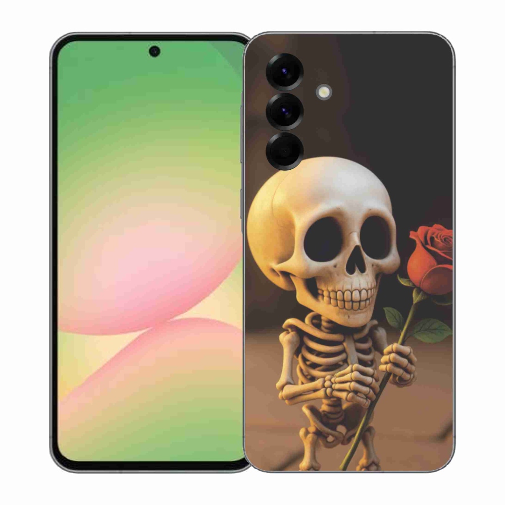 Gélový kryt mmCase na Samsung Galaxy A57 5G - kostlivec s ružou