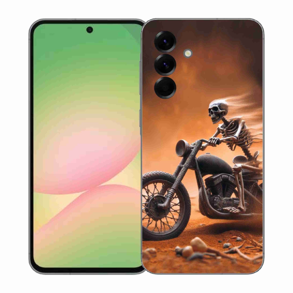 Gélový kryt mmCase na Samsung Galaxy A57 5G - kostra na motorke