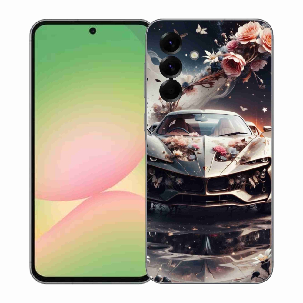 Gélový kryt mmCase na Samsung Galaxy A57 5G - kvetinový športový automobil
