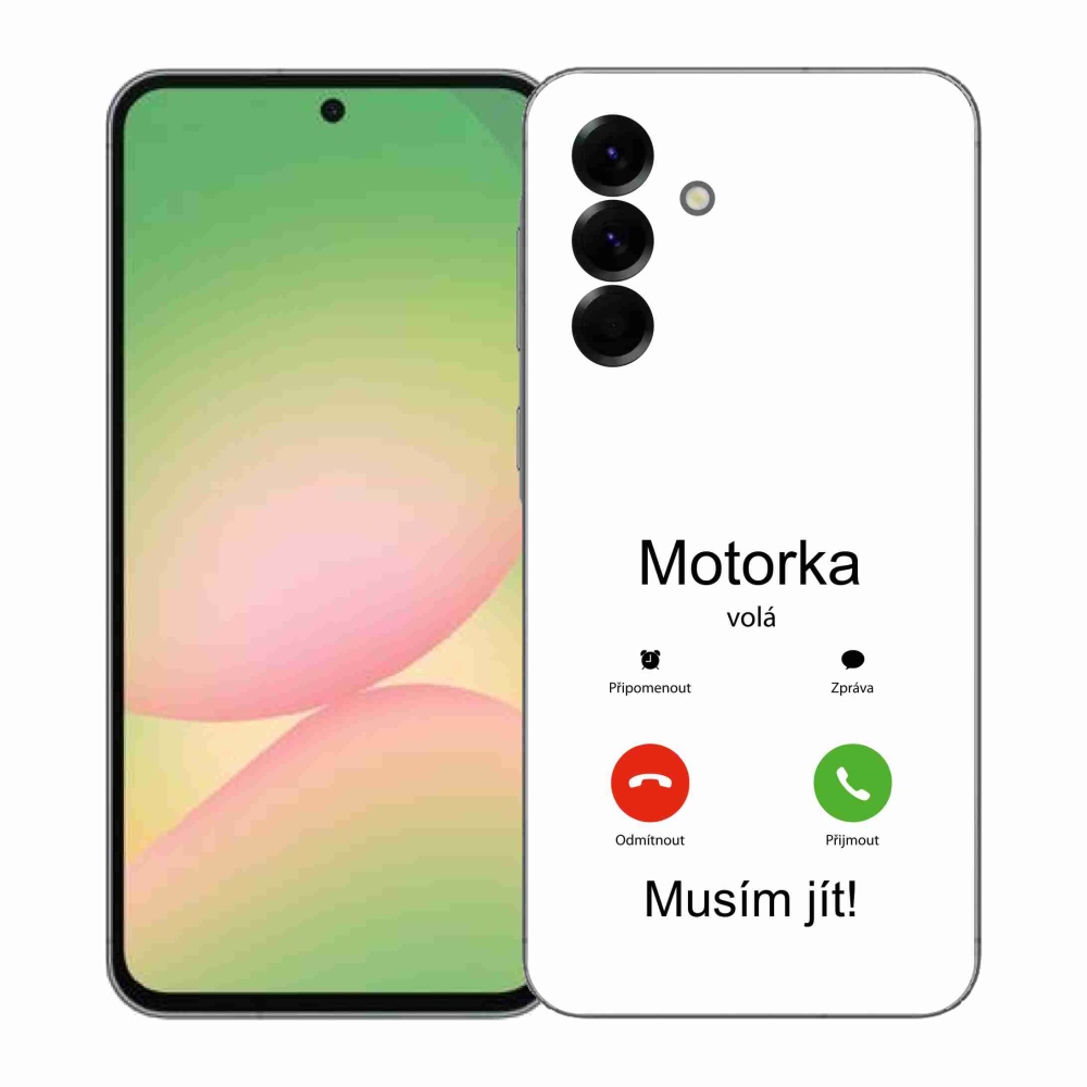 Gélový kryt mmCase na Samsung Galaxy A57 5G - motorka volá biele pozadie