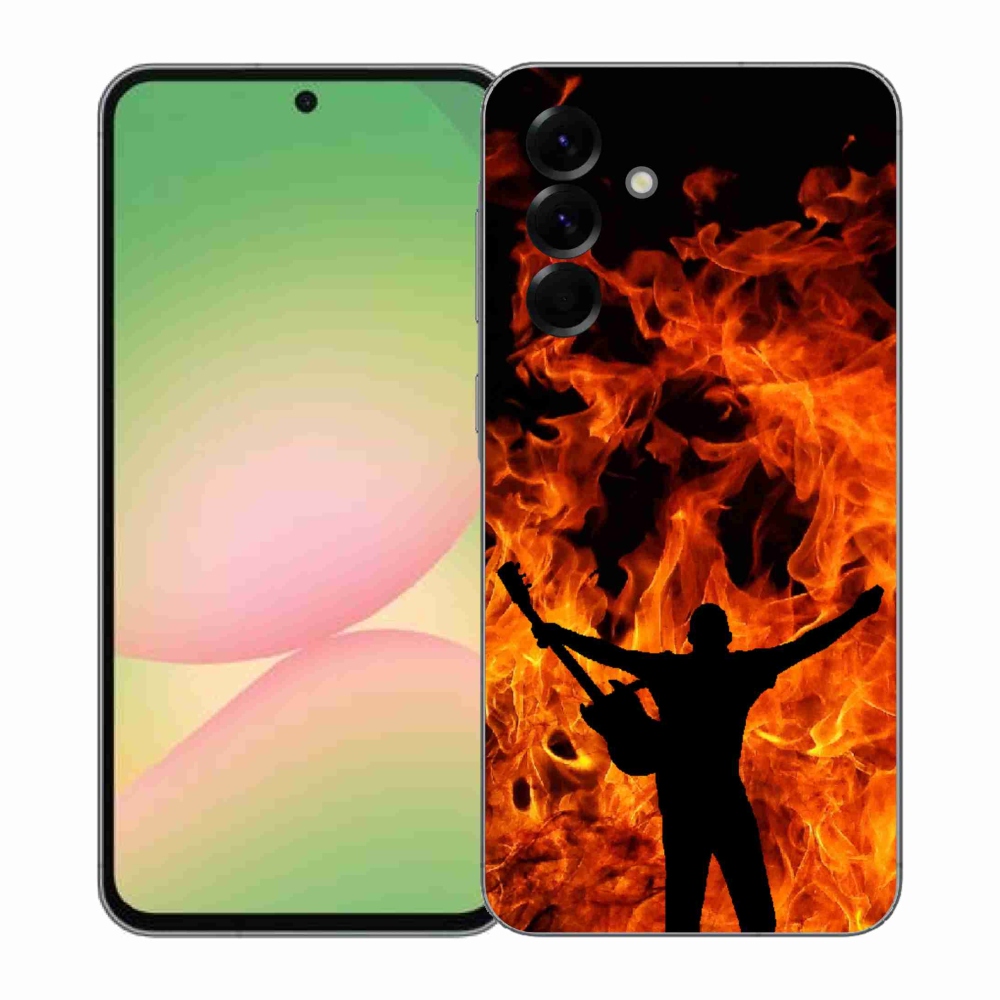 Gélový kryt mmCase na Samsung Galaxy A57 5G - muzikant a oheň