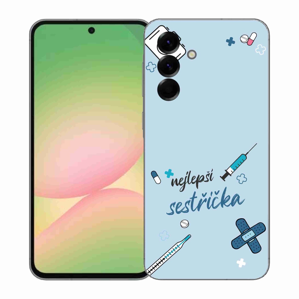 Gélový kryt mmCase na Samsung Galaxy A57 5G - najlepšia sestrička modré pozadie