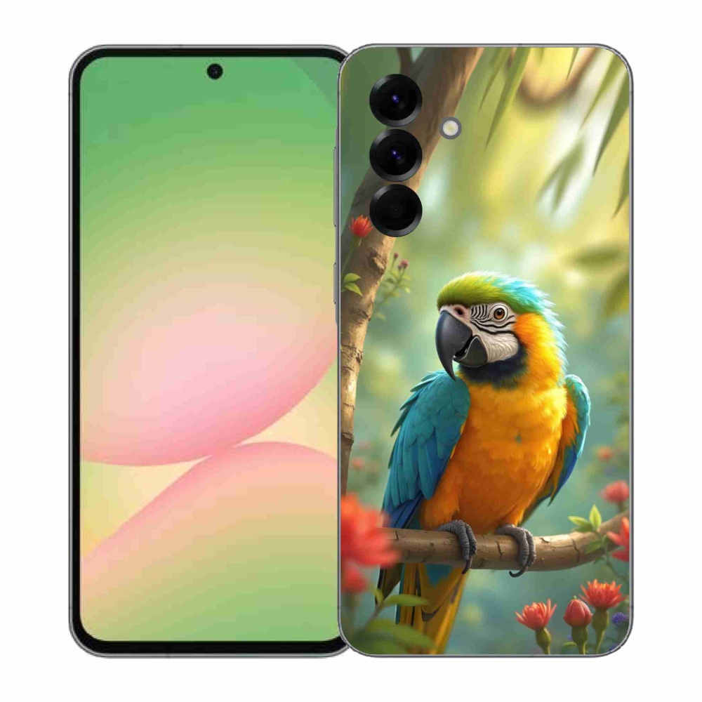 Gélový kryt mmCase na Samsung Galaxy A57 5G - papagáj ara modrožltá