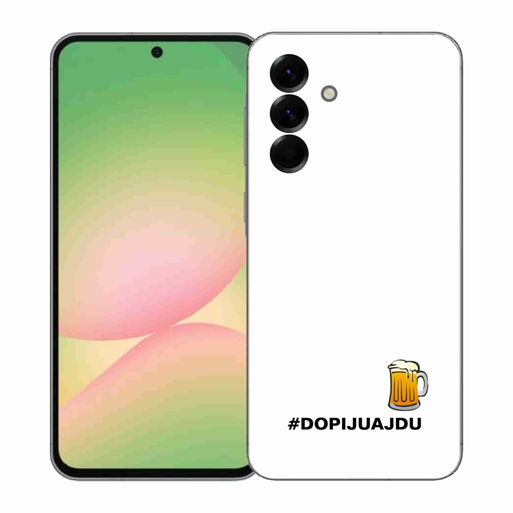 Gélový kryt mmCase na Samsung Galaxy A57 5G - pivný motív 1 biele pozadie