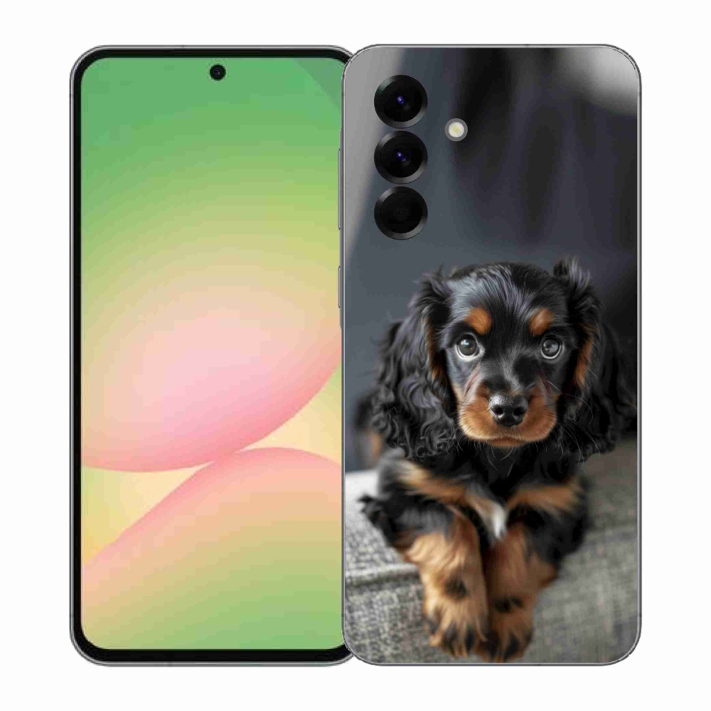 Gélový kryt mmCase na Samsung Galaxy A57 5G - roztomilý dlhosrstý jazvečík