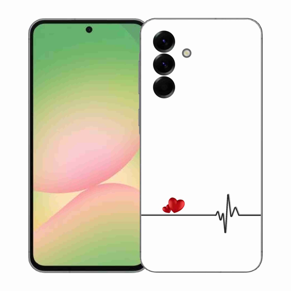 Gélový kryt mmCase na Samsung Galaxy A57 5G - srdce a tep biele pozadie