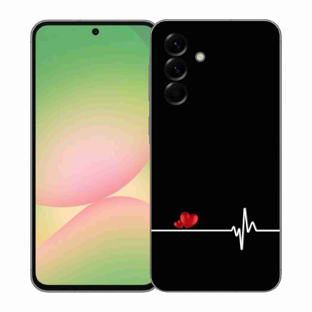 Gélový kryt mmCase na Samsung Galaxy A57 5G - srdce a tep čierne pozadie