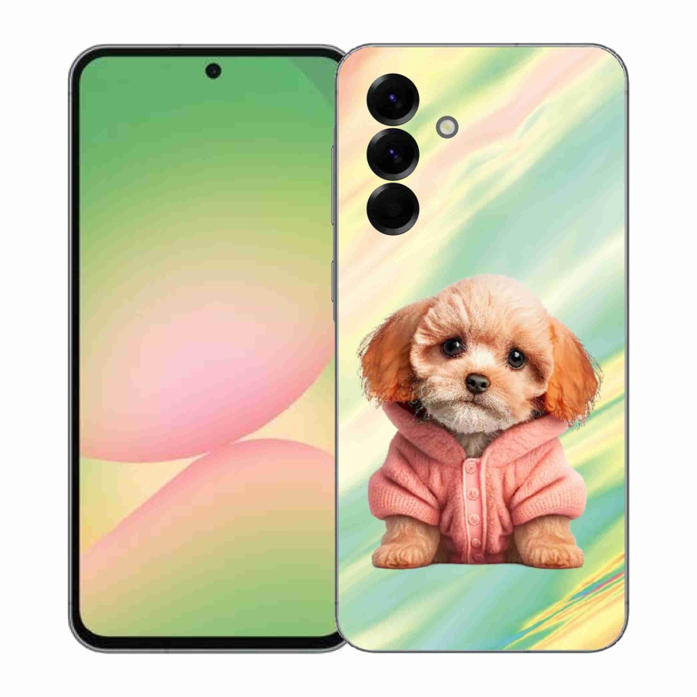 Gélový kryt mmCase na Samsung Galaxy A57 5G - šteňa vo svetri