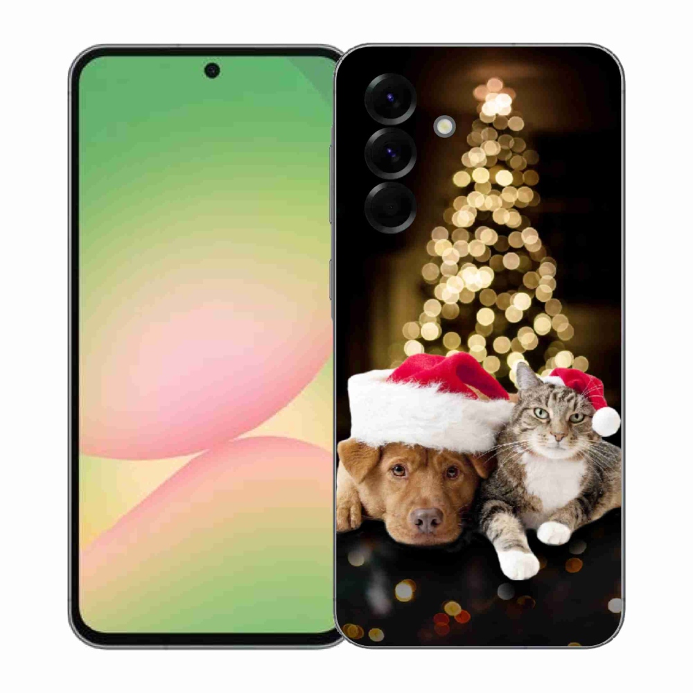 Gélový kryt mmCase na Samsung Galaxy A57 5G - vianočný pes a mačka