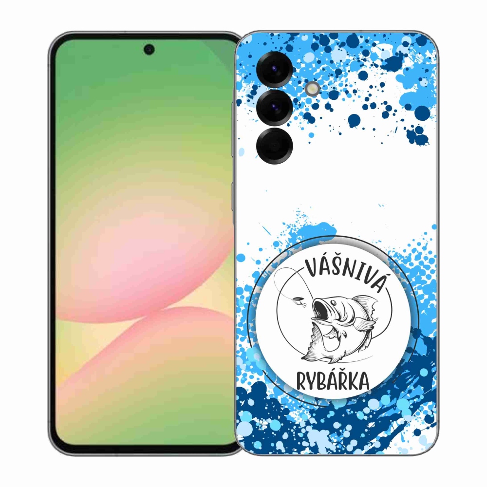 Gélový kryt mmCase na Samsung Galaxy A57 5G - vášnivá rybárka biele pozadie