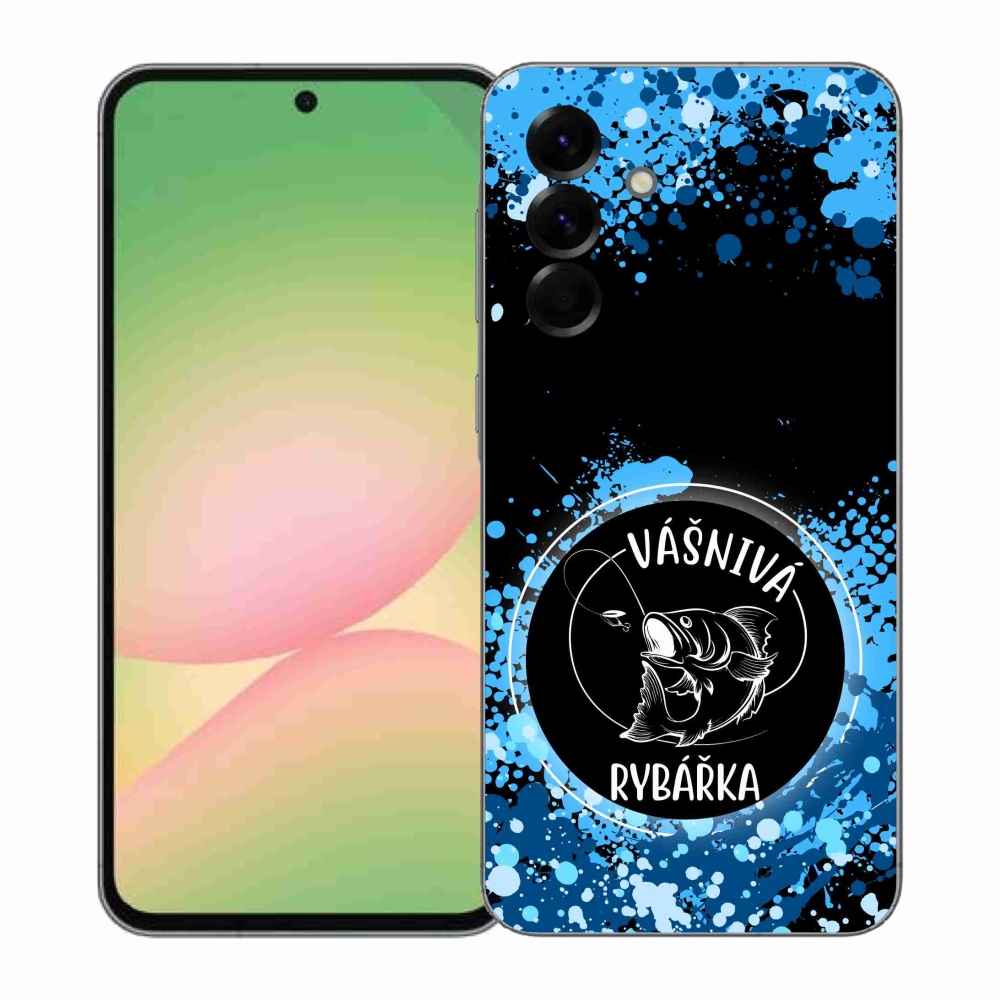 Gélový kryt mmCase na Samsung Galaxy A57 5G - vášnivá rybárka čierne pozadie