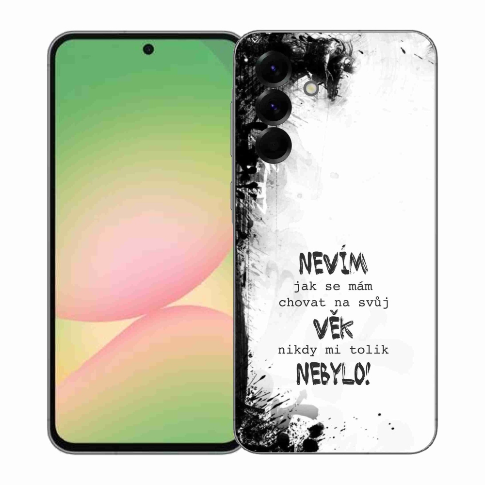 Gélový kryt mmCase na Samsung Galaxy A57 5G - vtipný text 14 biele pozadie