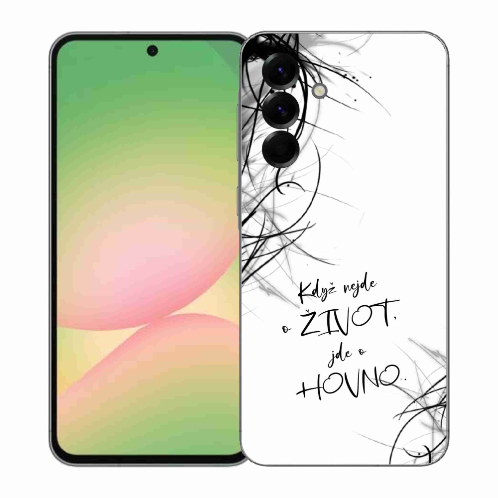 Gélový kryt mmCase na Samsung Galaxy A57 5G - vtipný text 16 biele pozadie