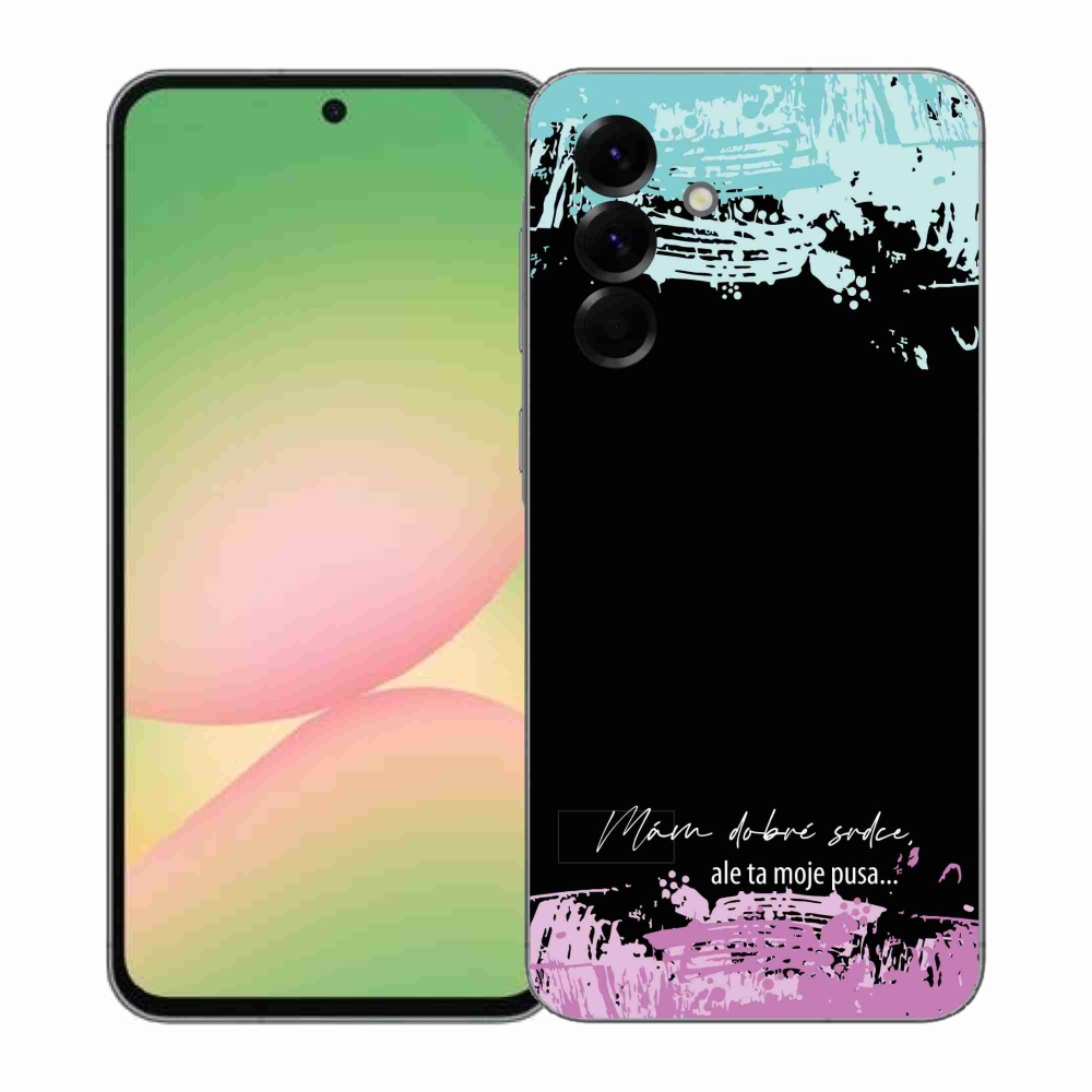 Gélový kryt mmCase na Samsung Galaxy A57 5G - vtipný text 3 čierne pozadie