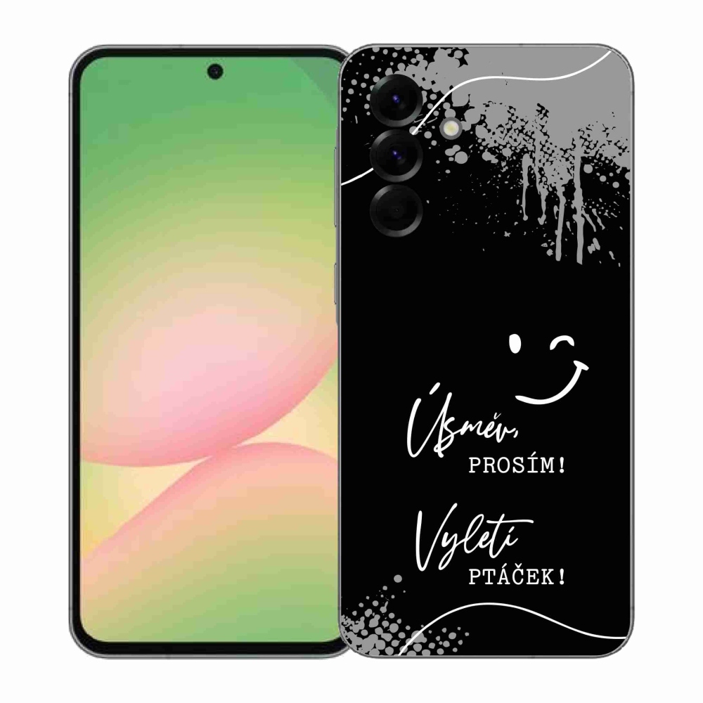 Gélový kryt mmCase na Samsung Galaxy A57 5G - vtipný text 4 čierne pozadie