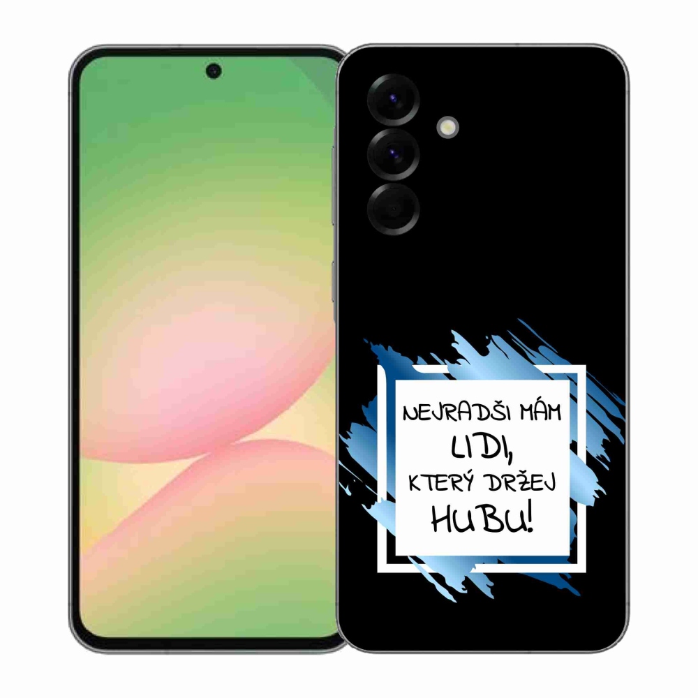 Gélový kryt mmCase na Samsung Galaxy A57 5G - vtipný text 7 bieločierne pozadie