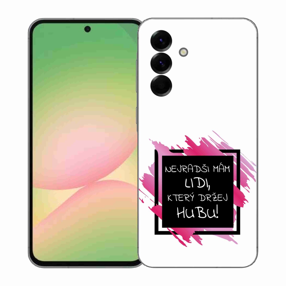 Gélový kryt mmCase na Samsung Galaxy A57 5G - vtipný text 7 čiernobiele pozadie