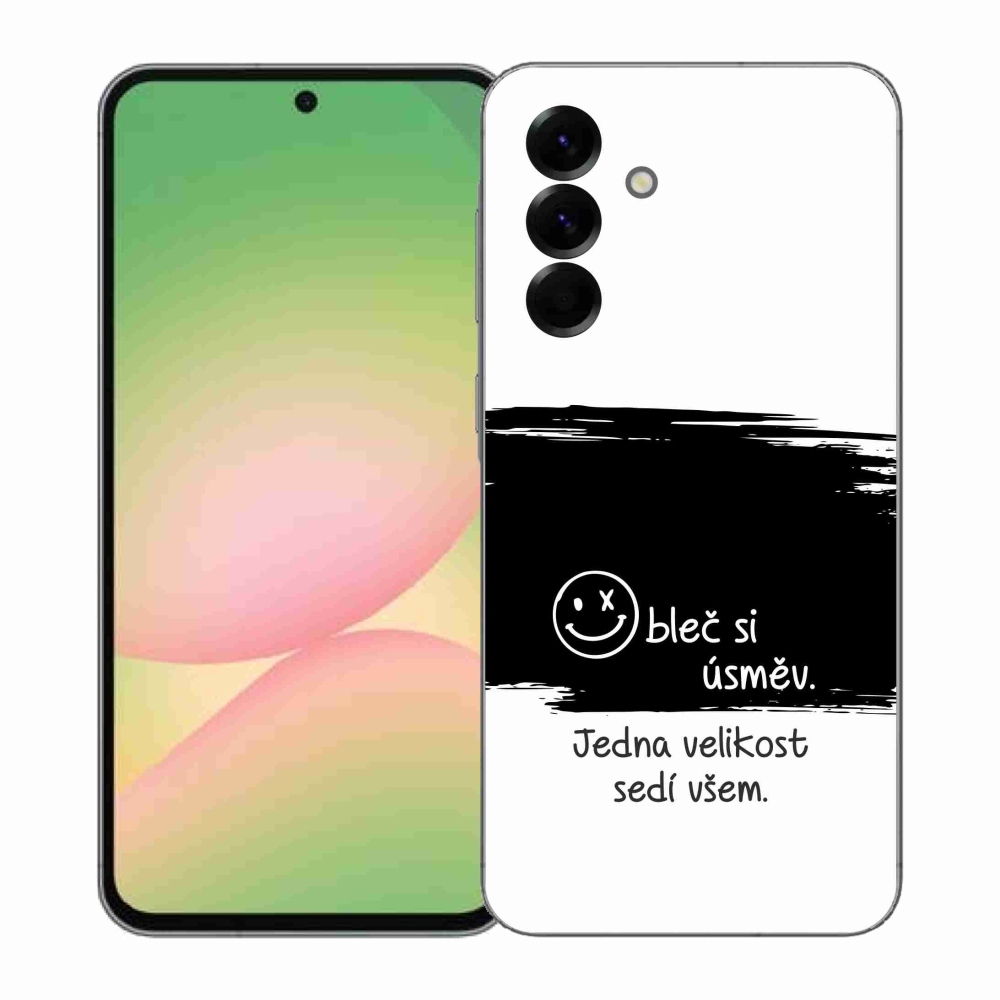 Gélový kryt mmCase na Samsung Galaxy A57 5G - vtipný text 8 čiernobiele pozadie