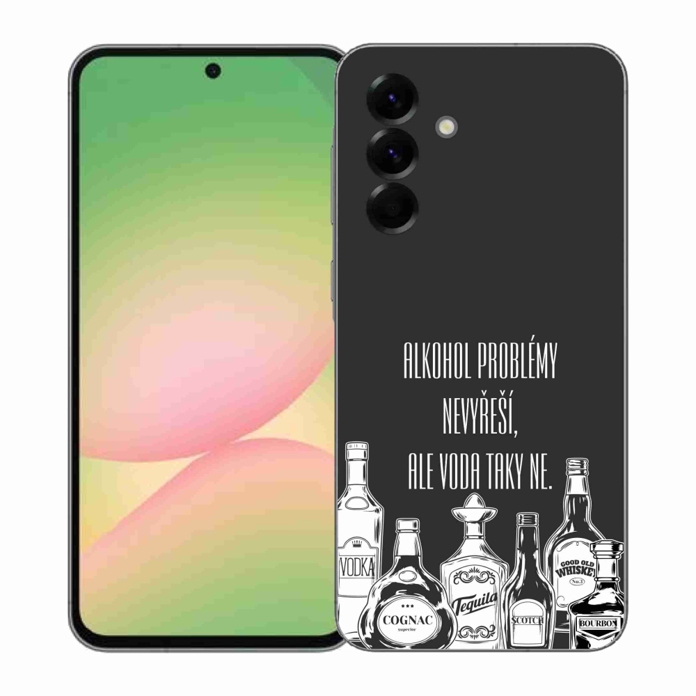 Gélový kryt mmCase na Samsung Galaxy A57 5G - vtipný text čierne pozadie