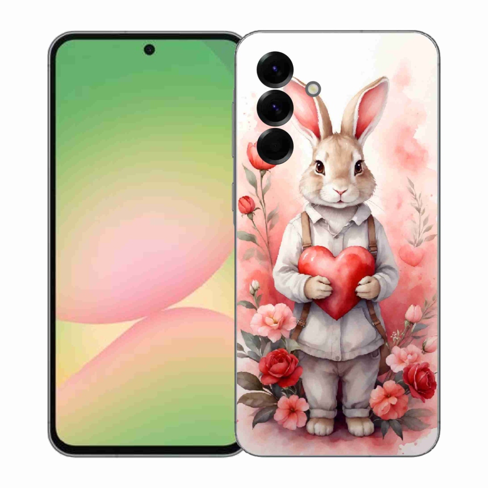 Gélový kryt mmCase na Samsung Galaxy A57 5G - zajac so srdiečkom