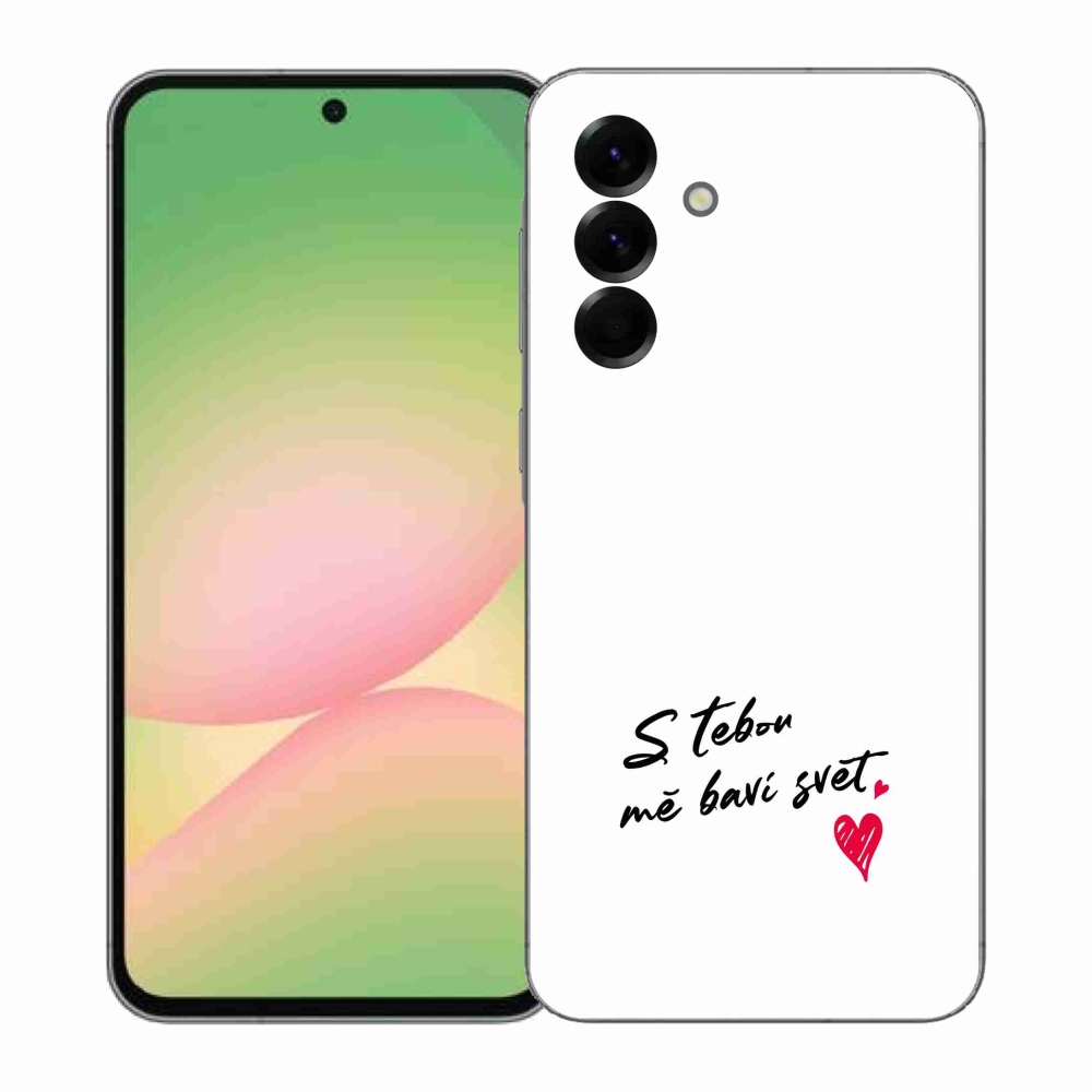 Gélový kryt mmCase na Samsung Galaxy A57 5G - zamilovaný text 1 biele pozadie