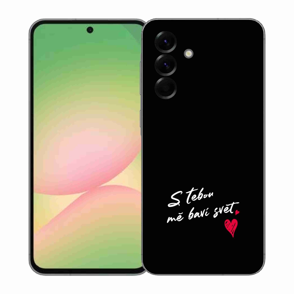 Gélový kryt mmCase na Samsung Galaxy A57 5G - zamilovaný text 1 čierne pozadie