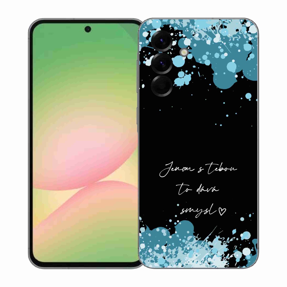 Gélový kryt mmCase na Samsung Galaxy A57 5G - zamilovaný text čierne pozadie