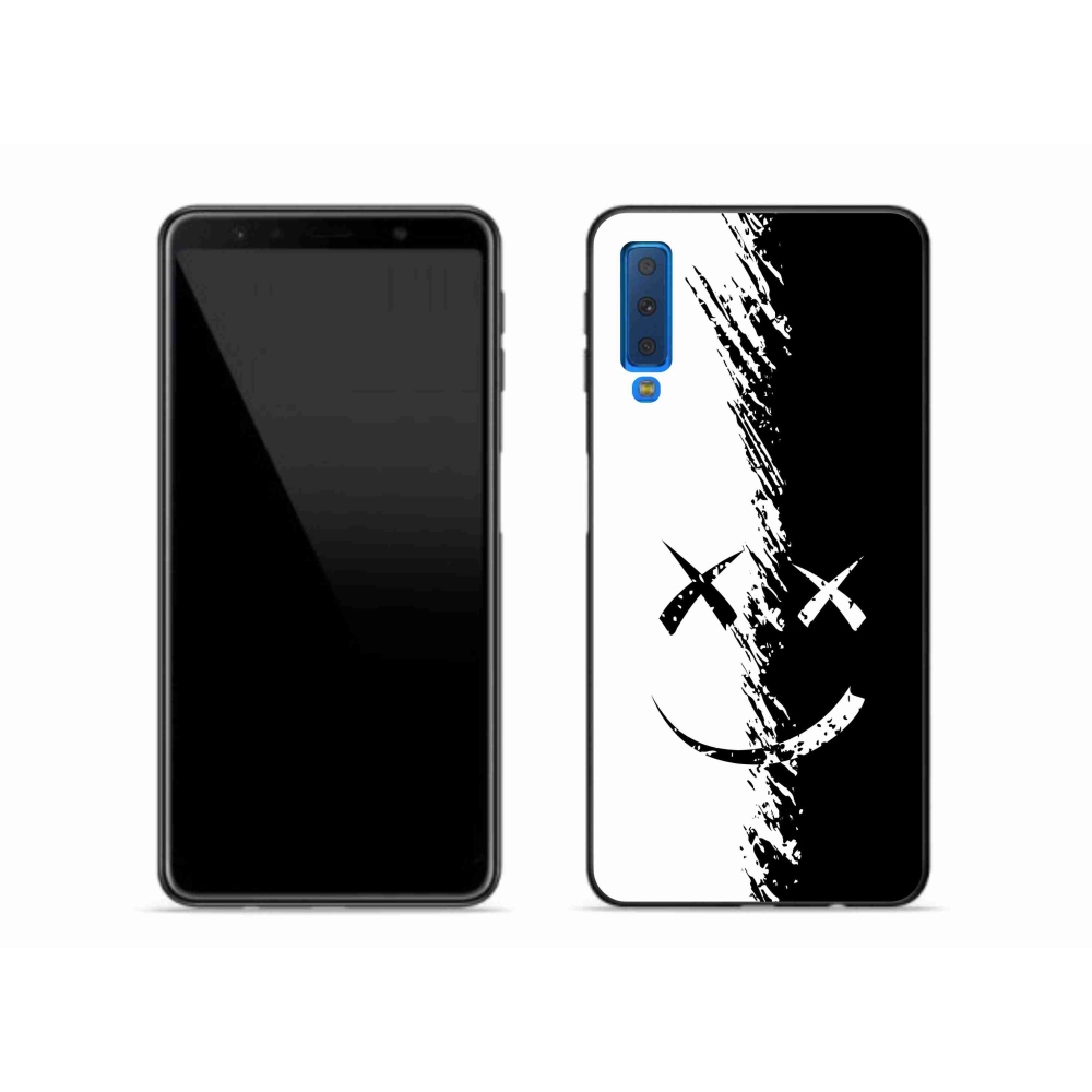 Gélový kryt mmCase na Samsung Galaxy A7 2018 - čiernobiely smajlík