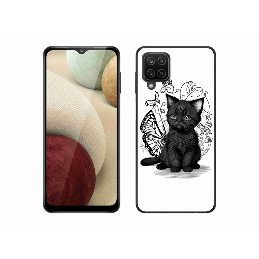 Gélový kryt mmCase na Samsung Galaxy M12 - čierne mačiatko