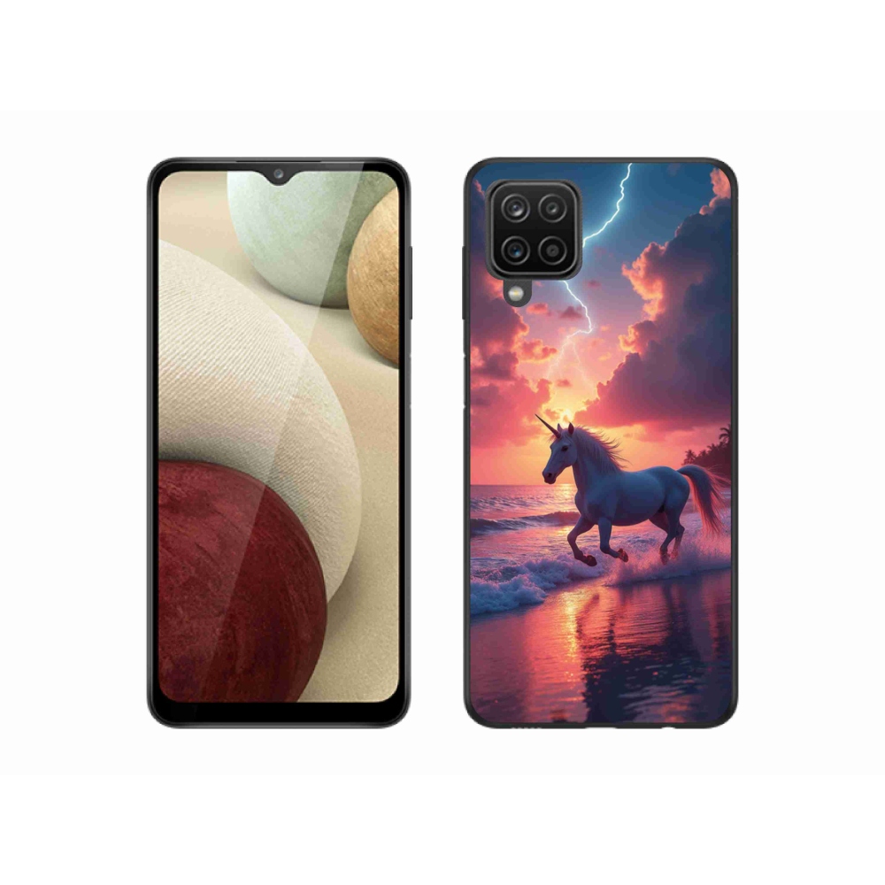 Gélový kryt mmCase na Samsung Galaxy M12 - jednorožec na pláži