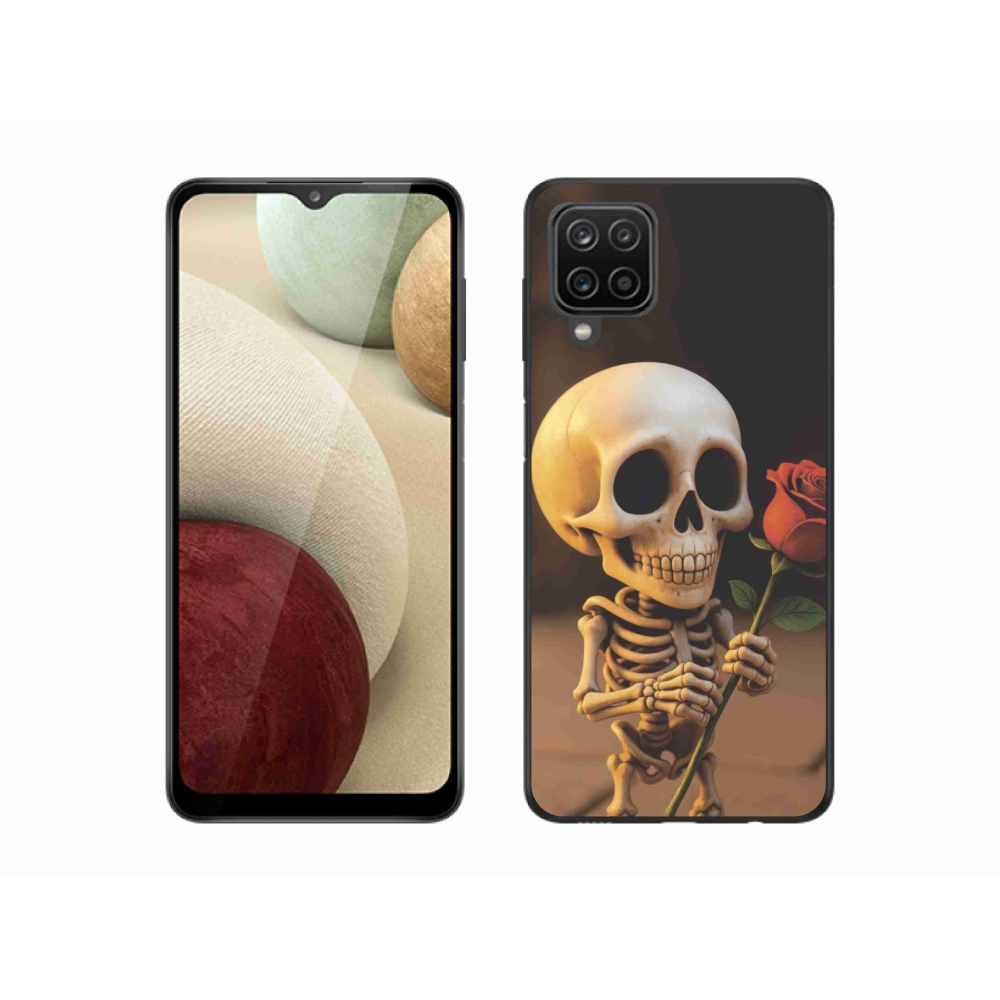 Gélový kryt mmCase na Samsung Galaxy M12 - kostlivec s ružou