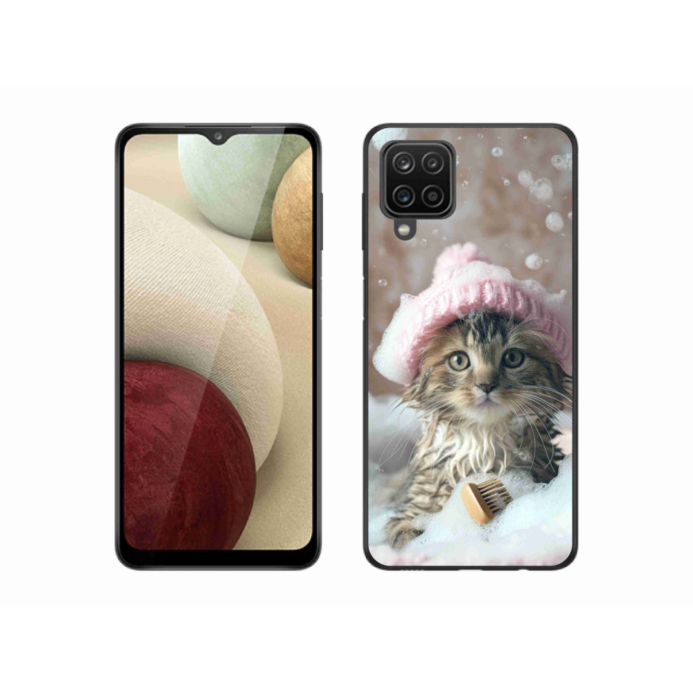 Gélový kryt mmCase na Samsung Galaxy M12 - mačiatko a kúpeľ