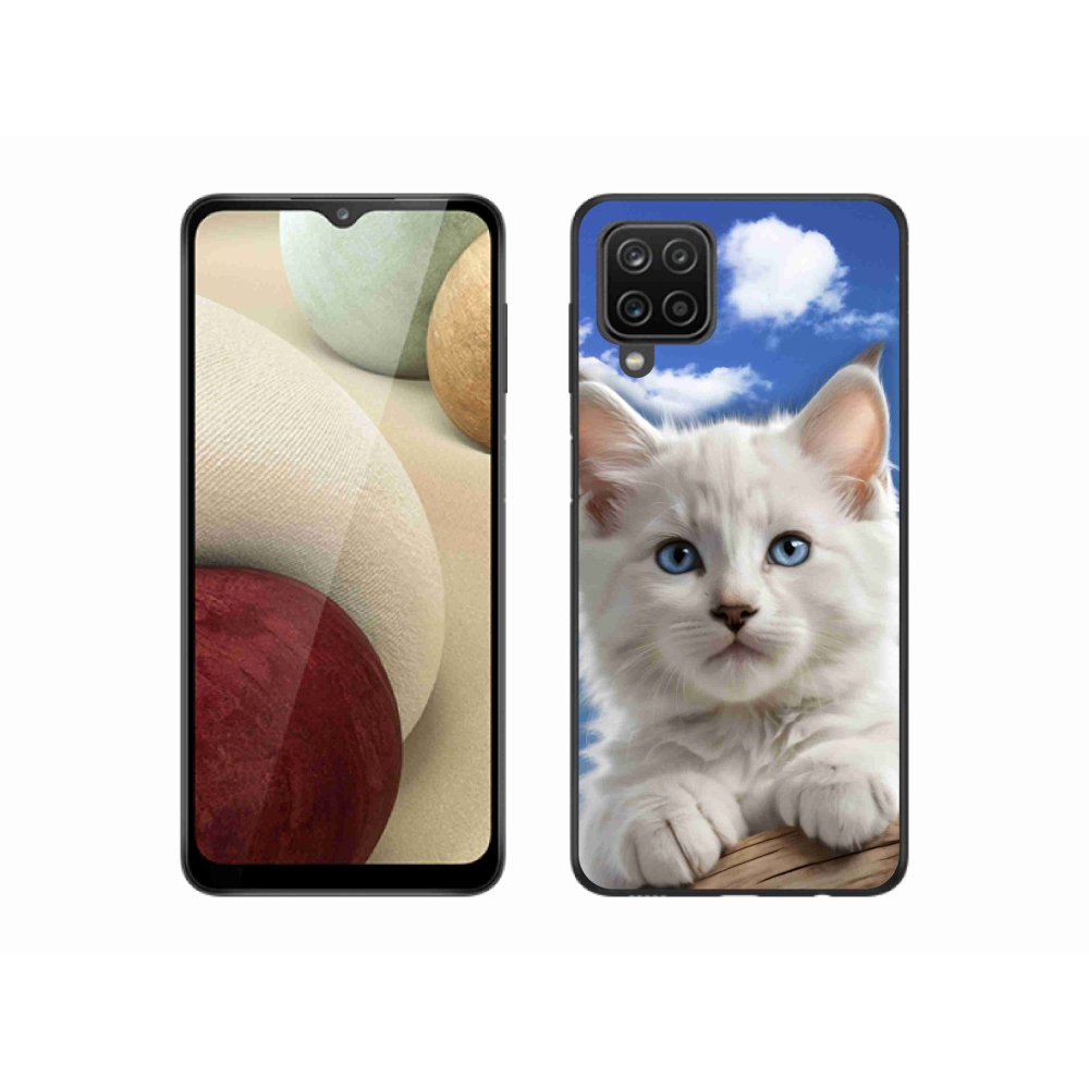 Gélový kryt mmCase na Samsung Galaxy M12 - mačiatko a oblaky