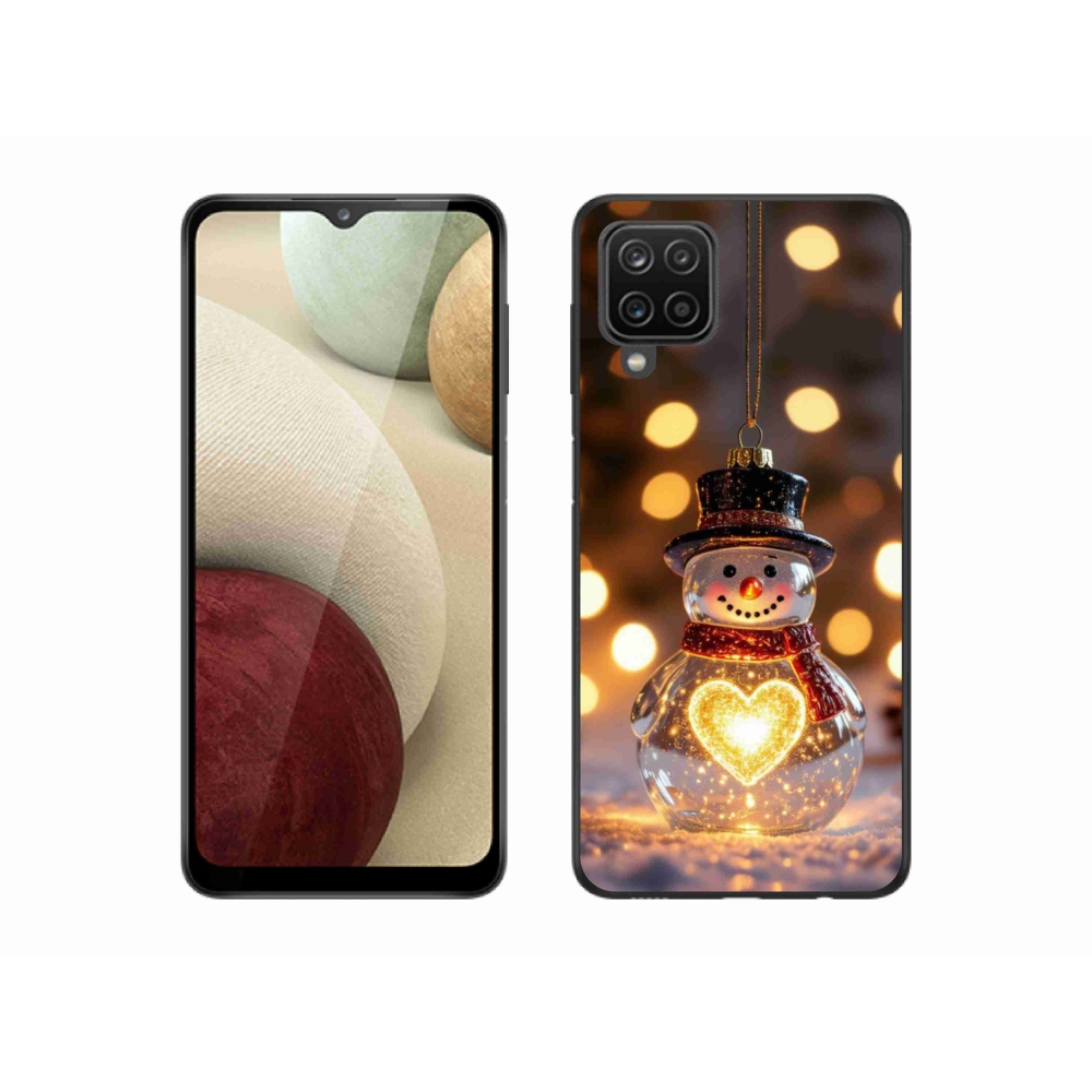 Gélový kryt mmCase na Samsung Galaxy M12 - svietiaci vianočný snehuliak