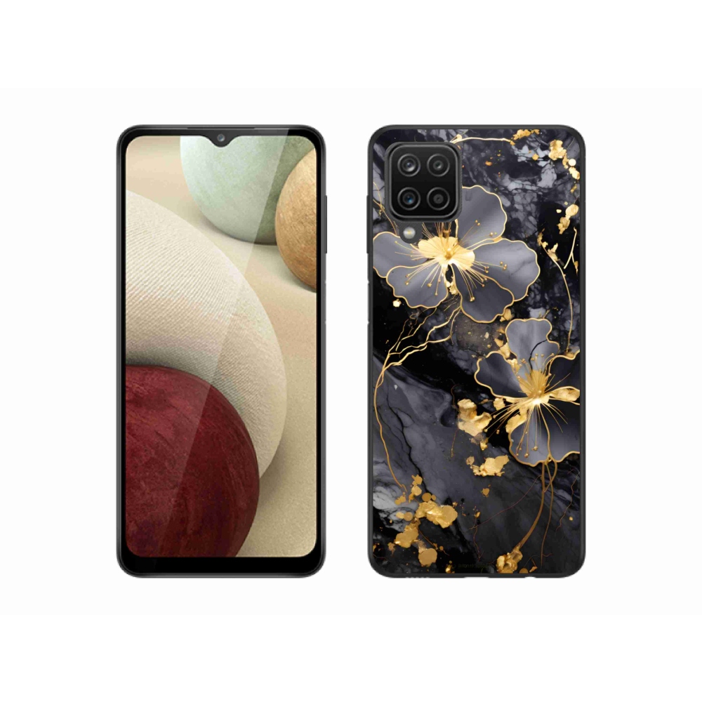 Gélový kryt mmCase na Samsung Galaxy M12 - zlaté kvety