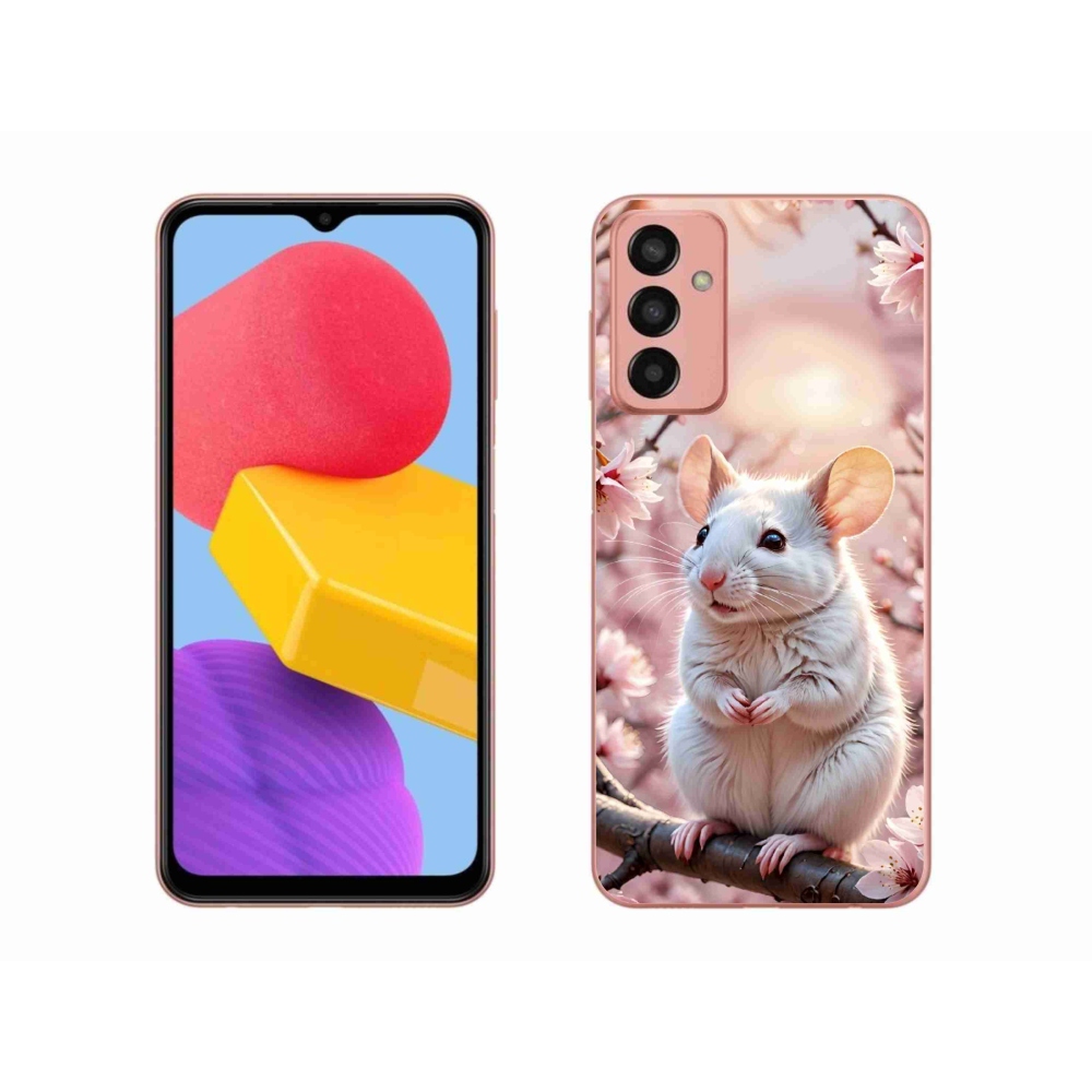 Gélový kryt mmCase na Samsung Galaxy M13 - biela myš na vetve