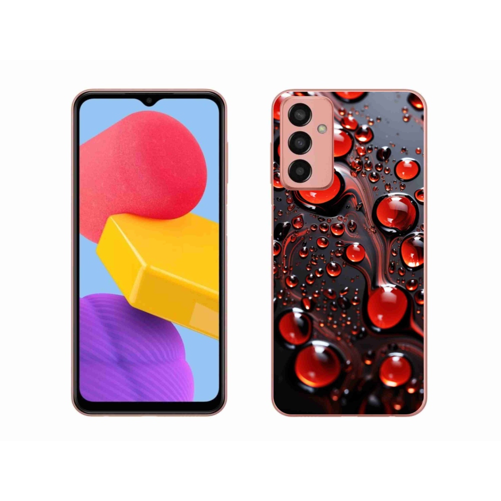 Gélový kryt mmCase na Samsung Galaxy M13 - červené kvapky 2