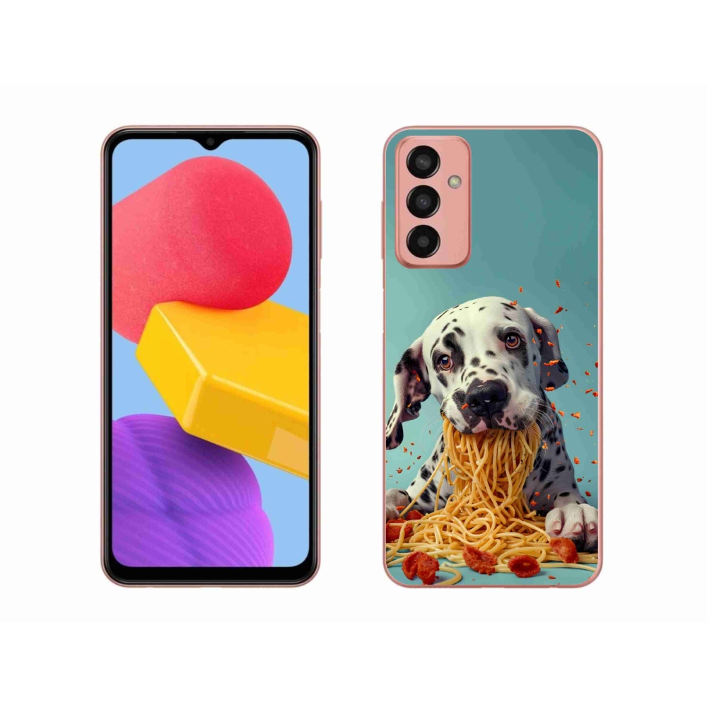 Gélový kryt mmCase na Samsung Galaxy M13 - dalmatín a špagety