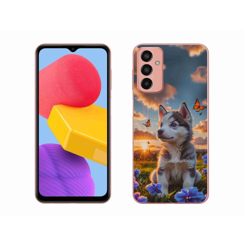 Gélový kryt mmCase na Samsung Galaxy M13 - husky pri západe slnka