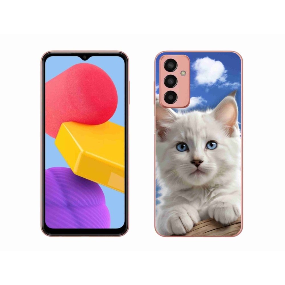 Gélový kryt mmCase na Samsung Galaxy M13 - mačiatko a oblaky