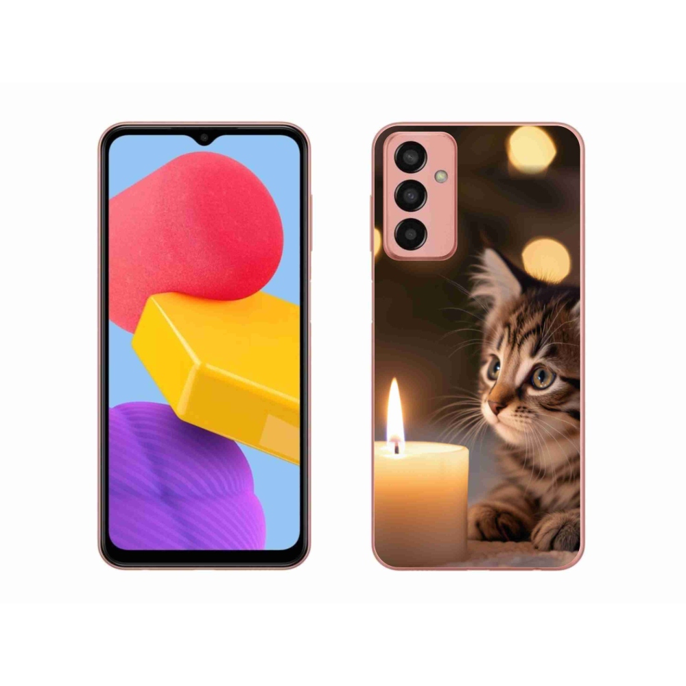 Gélový kryt mmCase na Samsung Galaxy M13 - mačiatko a sviečka