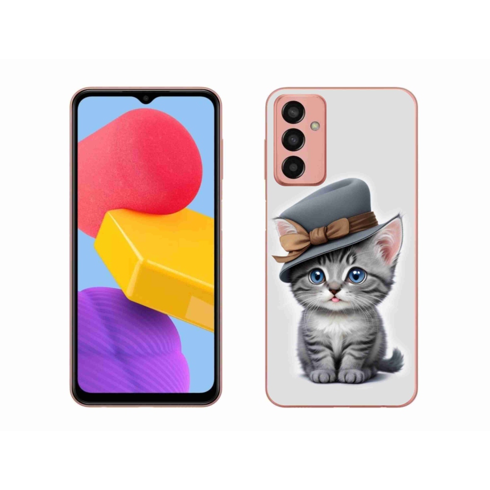 Gélový kryt mmCase na Samsung Galaxy M13 - mačiatko s klobúkom