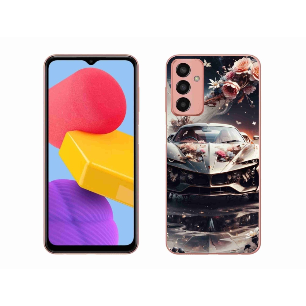 Gélový kryt mmCase na Samsung Galaxy M13 - kvetinový športový automobil