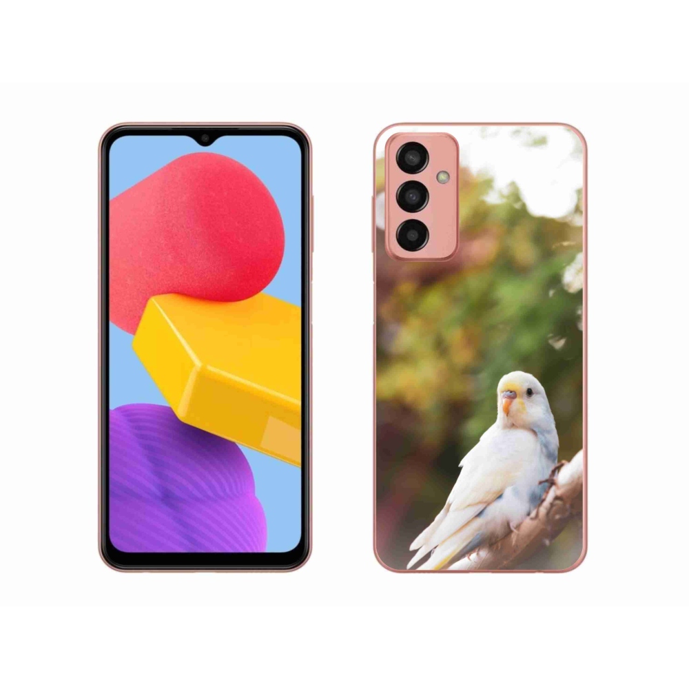 Gélový kryt mmCase na Samsung Galaxy M13 - papagáj andulka biela